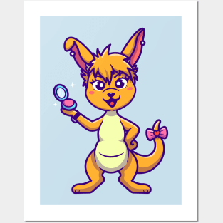 Cute Kangaroo With Make Up Cartoon Posters and Art